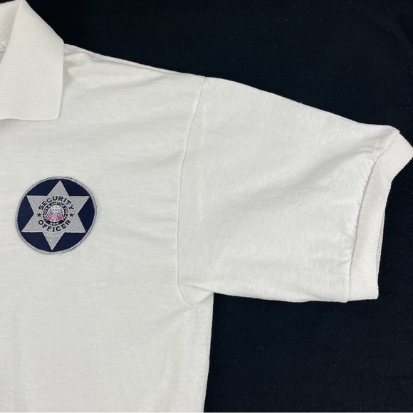 Gildan Polo Mens Medium White Security Patches Navy - Picture 7 of 11